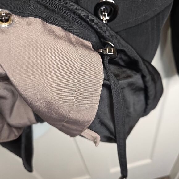 Fleet street womens black hooded rain coat soft shell jacket Coat size PM Petite - Picture 8 of 14